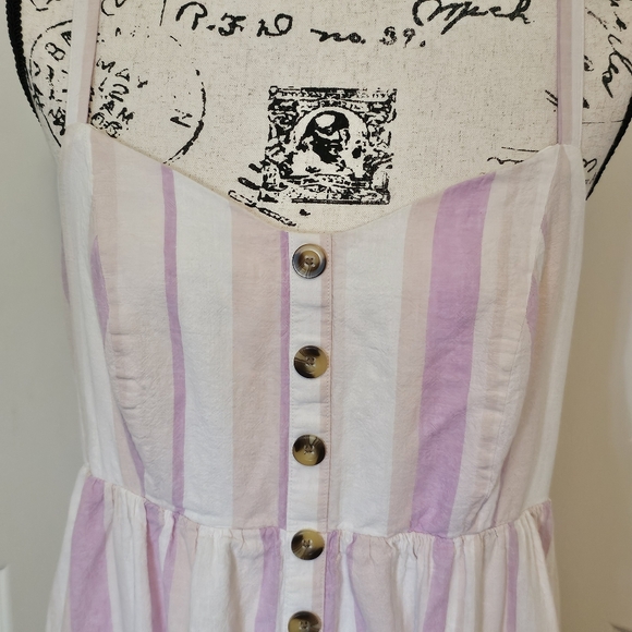 Torrid Striped Midi Linen Button-Front Dress - Picture 6 of 10